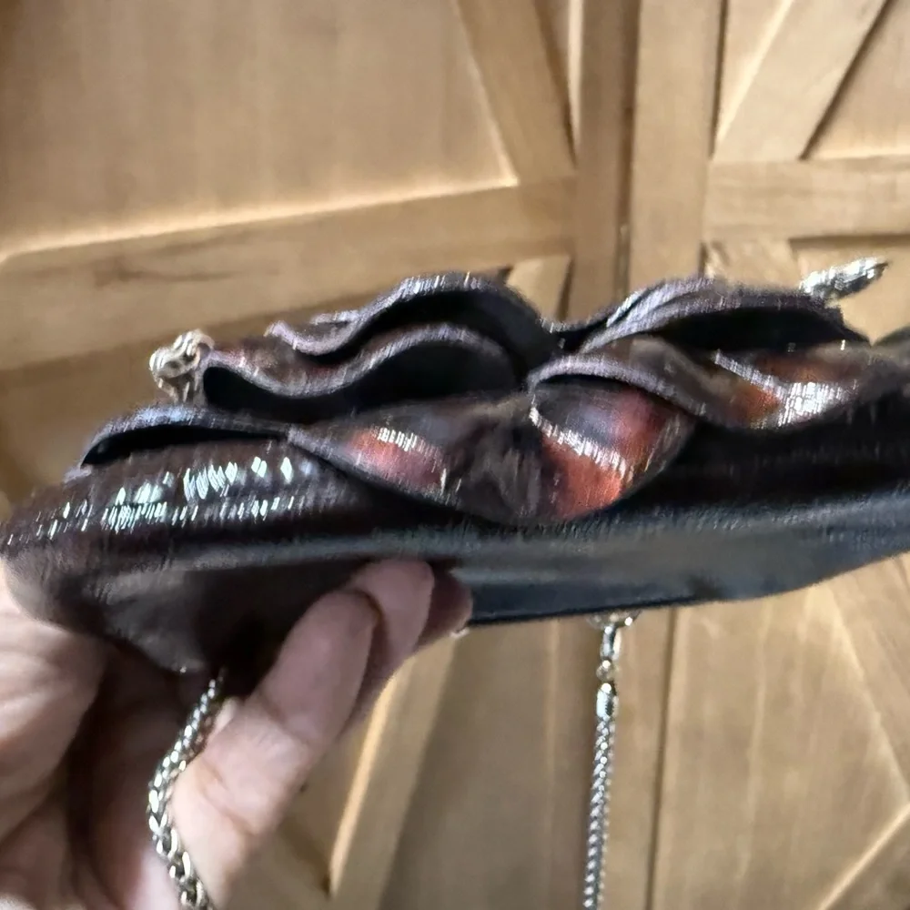 Brighton Preloved Brown Patton Floral Leather Clutch - Picture 5 of 9